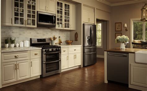 black stainless steel appliances with cream cabinets|black stainless steel kitchen cabinets colors.